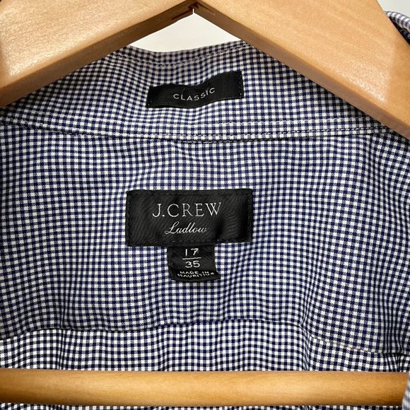 J. Crew Classic Fit Ludlow Gingham Check Dress Shirt, Size L (17/35) - Picture 2 of 4